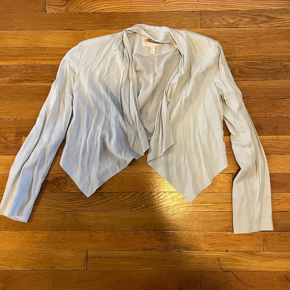 Cropped light grey gray blazer jacket S Forever 21